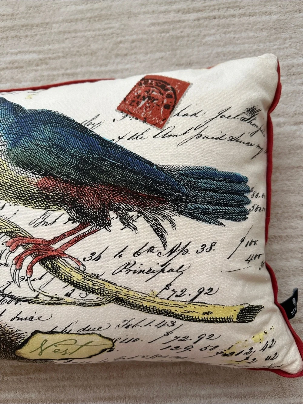Newport Bird Nest Pillow Down Filled Zip Rectangle 15x20 French Country Cottage